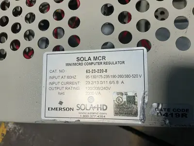 Used 2019 EMERSON SOLA HD 63232208 Voltage Regulators Ohio US | HGR 24 #1345968