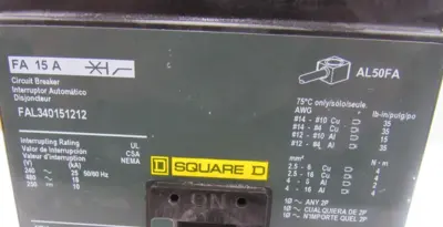 NEW SQUARE D FAL34015-1212 CIRCUIT BREAKER 15A 3P FAL3401531212