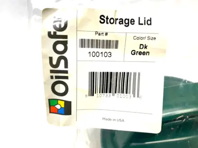 NEW OILSAFE SPILL-PROOF STORAGE LID, DARK GREEN