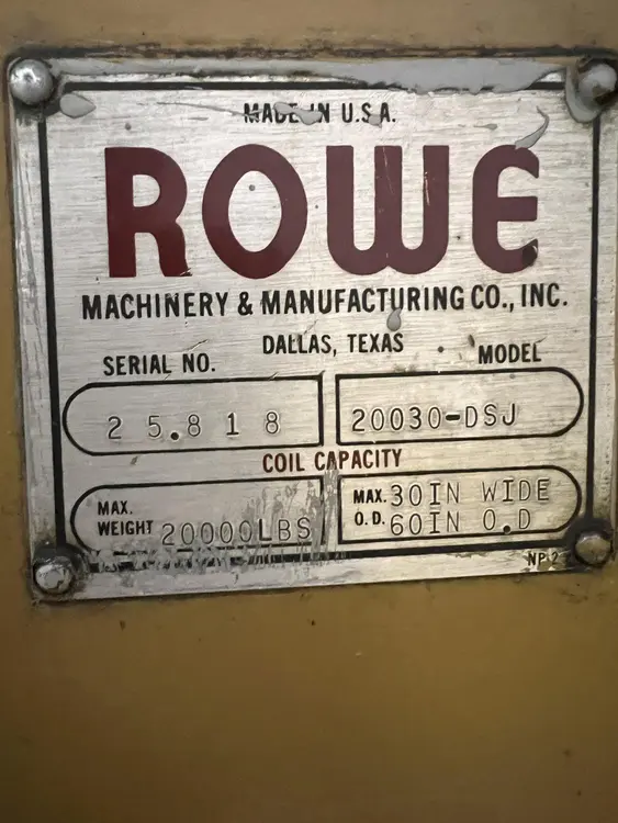 Used ROWE 20030-DJS Uncoilers Ohio US | Yoder Brothers machinery #91435
