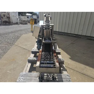 Used 8" wide Incline Belt Incline Conveyor w/ Bag Flattening
