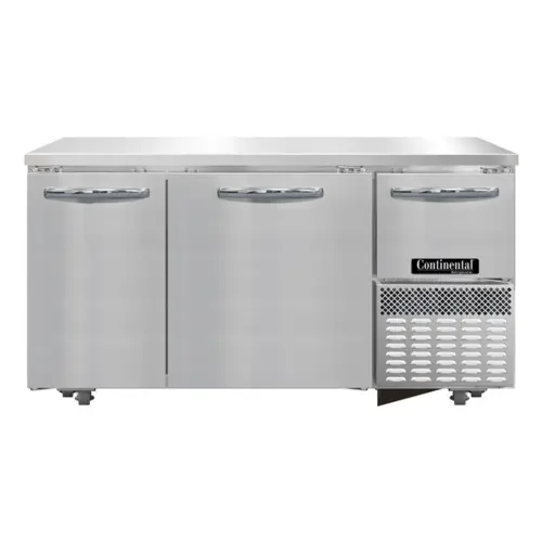 Continental RA60SN-U 60"W Undercounter Refrigerator W/ (3) Sections & (3) Doors, 115v