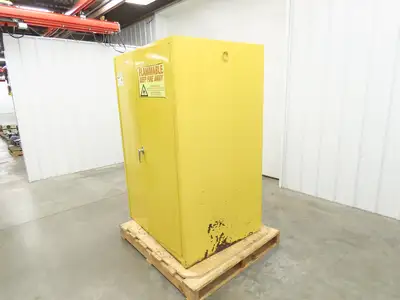 Eagle 1992 Flammable Liquid Safety Cabinet Yellow Dual Door 90 Gallon 43x34x65"