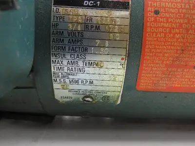 Reliance T56H1055M-YL DC Motor 3/4HP 1725RPM 90V 56C 7.8A TEFC