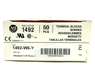 1492-W6-Y | Allen Bradley  Terminal Block Yellow BOX OF 30 - New – Open box