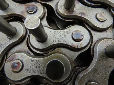 Diamond Roller Chain #100 Riveted E1 Pin Attachment 10' Single Strand 1.25"Pitch