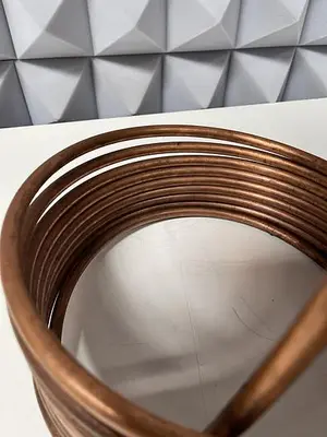 USED 21' COILED SPIRAL COPPER WIRE FOR IMMERSION 3/8" OD