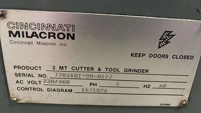 Used 1990 Cincinnati-Milacron No. 2, MODEL MT, 1990, TILT SPINDLE, ACCESSORIES Tool & Cutter Grinders Texas US | Machinery Values #1293204