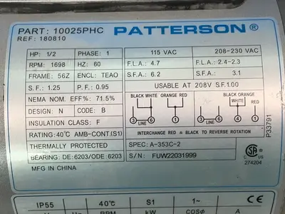 Used PATTERSON 10025PHC Motors (misc) Ohio US | HGR 24 #1325049