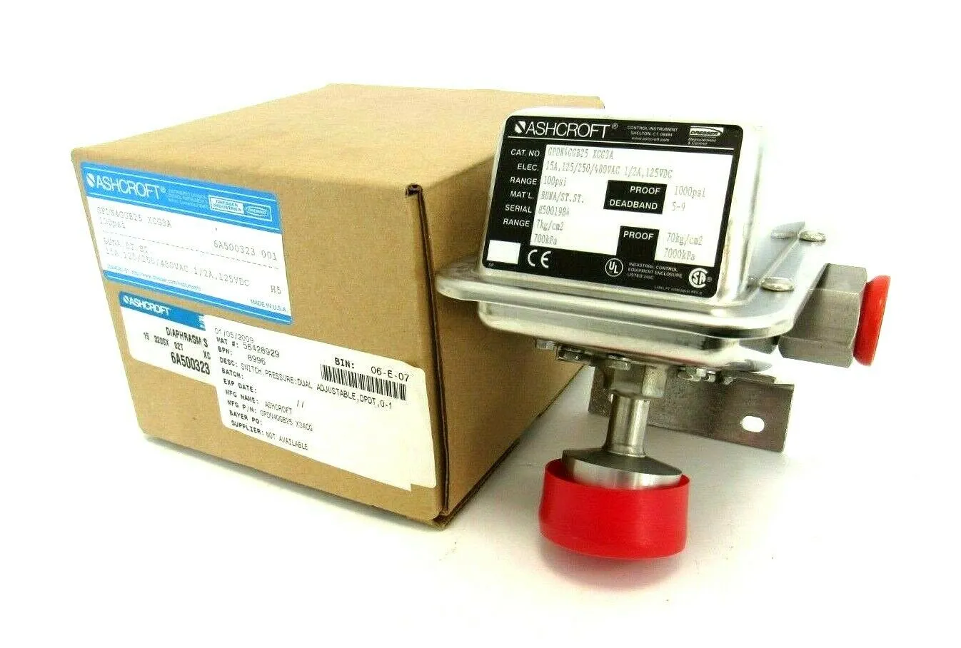 NEW ASHCROFT GPDN4GGB25-XCG3A PRESSURE SWITCH 100PSI GPDN4GGB25XCG3A