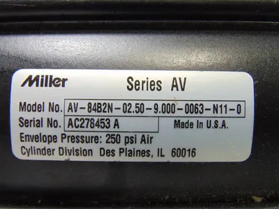 Miller AV-84B2N-02.50-9.000-0063-N11-0 Pneumatic Cylinder Used