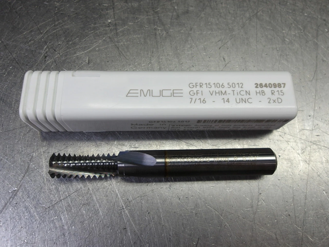 Emuge 7/16 - 14 UNC (GFI/EZF) Helical Flute Carbide Thread Mill 3 Flute (LOC575)