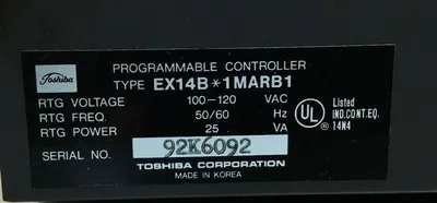 Toshiba EX14B Programmable Controller EX14B-1MARB1 100-120 VAC 3E-10