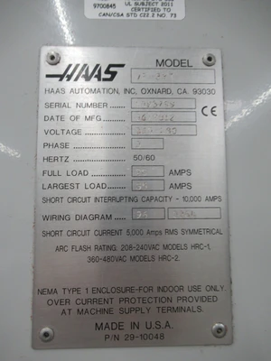 USED 2012 HAAS VF-3YT