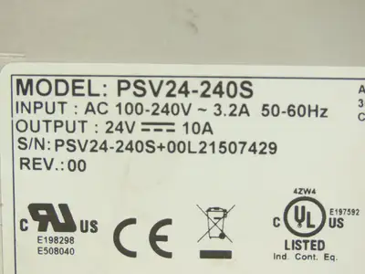 Rhino PSV24-240S PLC Power Supply 24VDC 10A 100-240V 1PH