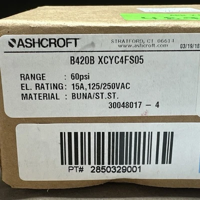 NEW Ashcroft B420B XCYC4FS05