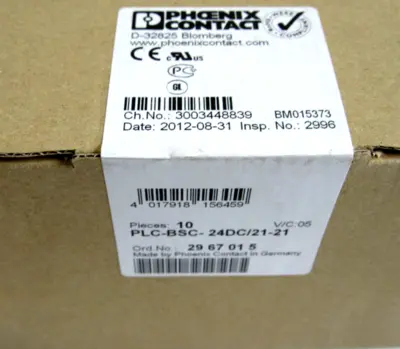 NEW PHOENIX CONTACT PLC-BSC-24DC/21-21 RELAY BASE 10PCS SEALED PLCBSC24DC2121