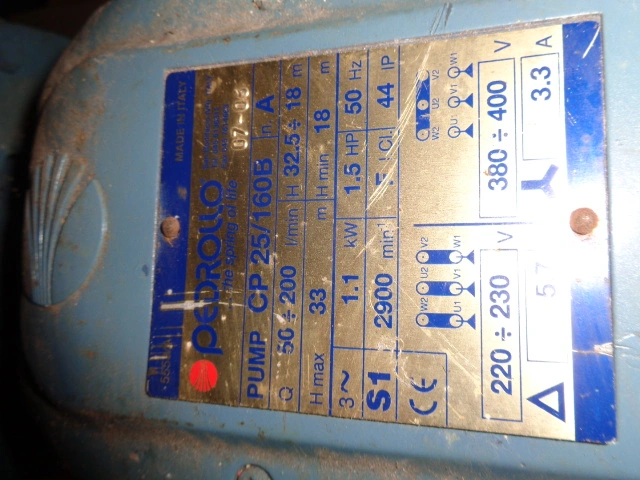 105 LPM Pedrollo M/S Centrifugal Pump  1.1kw Type CP 25/160B
