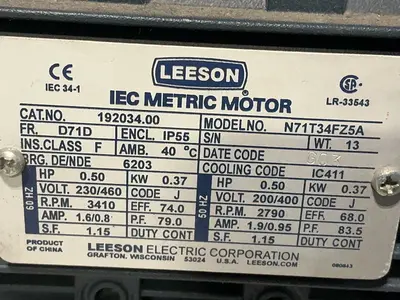 Used LEESON 192034.00 Motors (misc) Ohio US | HGR 24 #1556792