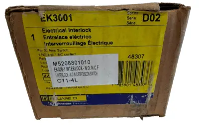 NEW SEALED SQUARE D EK300-1 ELECTRICAL INTERLOCK SWITCH SER. D02 EK3001