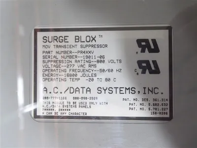AC Data Systems P47XXV-G Transient Voltage Surge Suppressor Assembly 800V Used