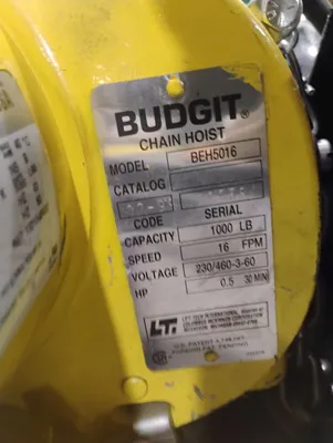BUDGIT BEH5016 Chain Hoists | ESS Industrial Equipment Sales (9)