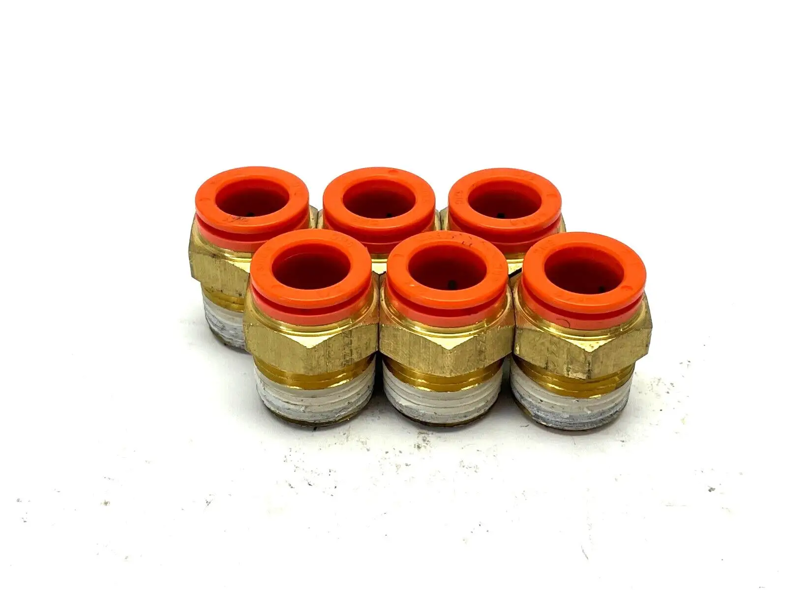 KQ2S13-37AS | SMC  Hex Head Connector Fitting 1/2" One Touch 1/2" NPT LOT OF 6 - Used