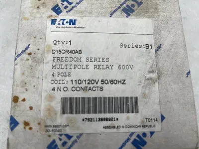 EATON D15CR40AB SER. B1 110/120V 10A NSMP STOCK 3860
