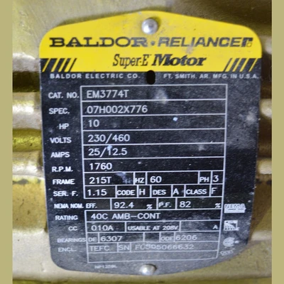 Baldor 10 hp Super-E Electric Motor
