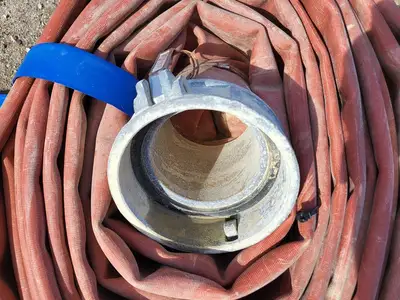 6" x 50 ft Lay Flat Hose Red w/ Coupling