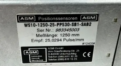USED ASM WS10-1250-25-PP530-SB1-SAB2 POSITION SENSOR 1250MM 25,0294 PULSE/MM