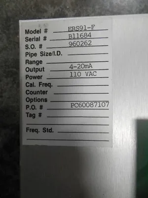 Polysonics ERS91-F Poly-Level Liquid Level Flow Meter Used