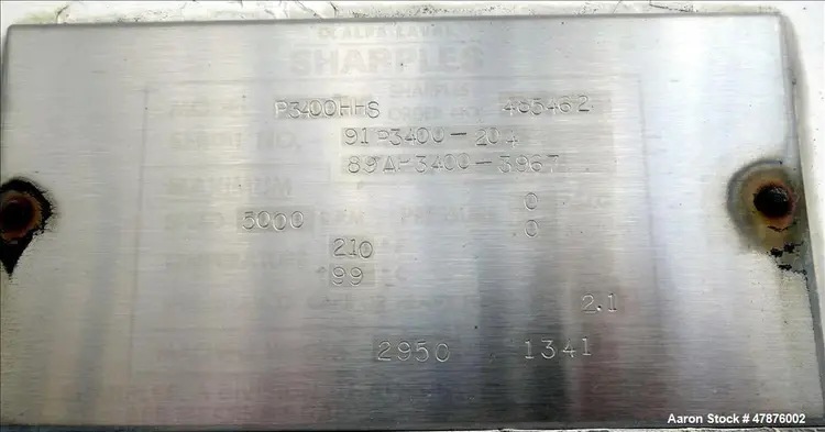 Used SHARPLES P-3400HHS Decanter Centrifuges Illinois US | Aaron Equipment #84566