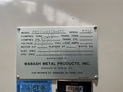 USED 1985 WABASH WABASH PC100-2418-2TM PRESS