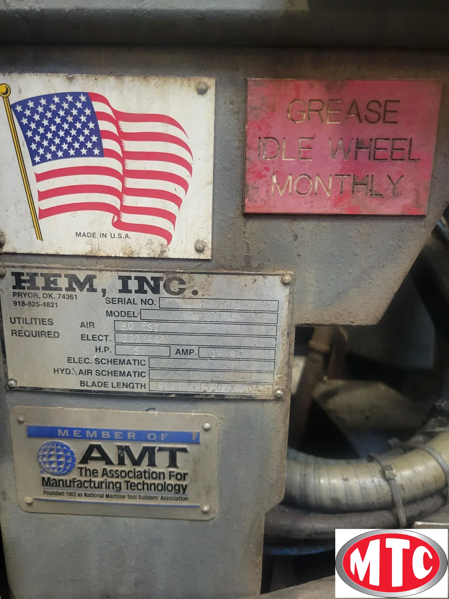 2002 HEM V100LM-3, vertical Mitering bandsaw