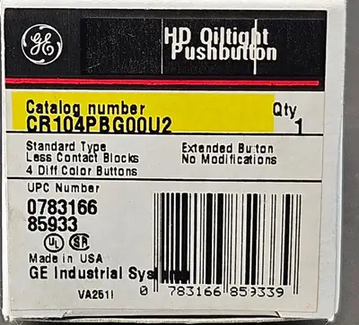 GE CR104PBG00U2 HD OILTIGHT Pushbutton. Loc4D-24