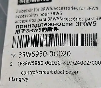Siemens 3RW5950-0GD20 Control Circuit Duct Cover Loc4C14