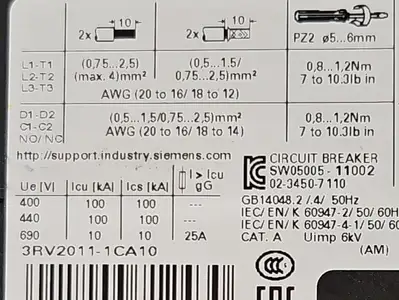 USED Siemens Siemens 3RV2011-1CA10