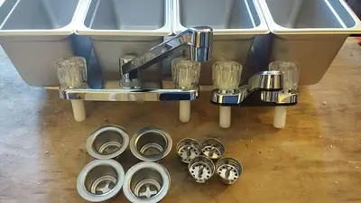 4 Compartment -Standard Concession Stand Three  wash and 1 Hand Wash - FREE SHIP