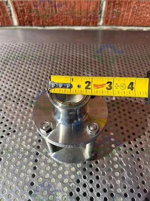 USED 316L STAINLESS STEEL SINGLE WALL  IN LINE SIGHT GLASS W/ 1 1/2" SANITARY FITTING