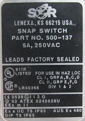 NEW SOR 103AD-EG212-N4-C1A DIFFERENTIAL PRESSURE SWITCH 500-137 103ADEG212N4C1A