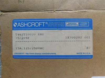 Ashcroft T462T10030 XBX Temperature Switch 15A 125/250VAC 75-250F Proof 400F New