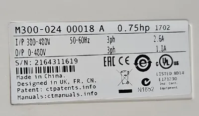 NIDEC CORP M300-024-00018A 0.75 HP Unidrive Loc 1E