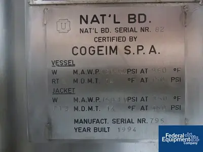 USED COGEIM 0.2 Sq Meter Cogeim Nutsche Filter, Hastelloy C22