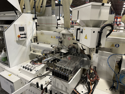 Stefani Evolution SSB Double-Sided Edgebander w/ Mahros Automatic Vacuum Loading & Unloading