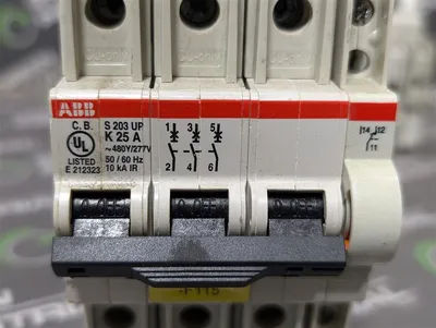Lot of 2 ABB S203UP-K25A Three Pole Circuit Breakers 25A 480Y/277VAC Used
