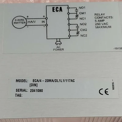 NEW Moore Insustries ECA/4-20MA/DL1L1/117AC [DIN]