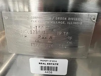 Groen model N-150SP 150 gallon 316 stainless steel tank