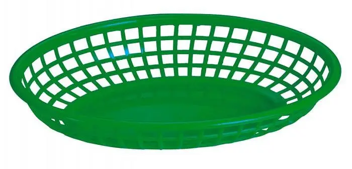 Plastic 9 1/4" x 5 3/4" oval fast food Serving basket green - 12 PER CASE