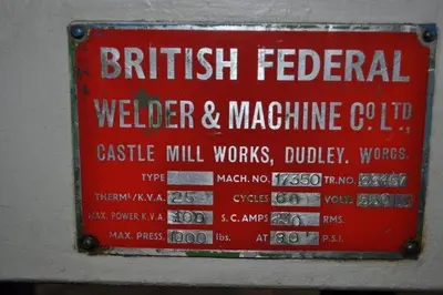 100 KVA BRITISH FEDERAL SPOT WELDER